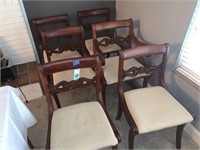 SIX PADDED ANTIQUE DINING CHAIRS ALL FOR ONE!