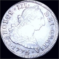1775 Mexican Silver 2 Reales ABOUT UNCIRCULATED
