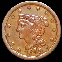 1849 Braided Hair Half Cent XF