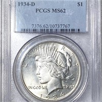 1934-D Silver Peace Dollar PCGS - MS62