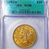1854-S $10 Gold Eagle ICG - AU58