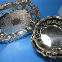 SILVER PLATE SERVING TRAYS