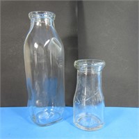 PAIR SMALL MILK BOTTLES - SILVERWOODS AND 1 OTHER
