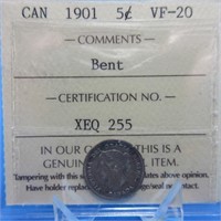 1901 5 CENT SILVER - ICCS GRADED