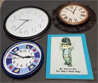 Wall Clocks & "Be Nice To Me" Plaque