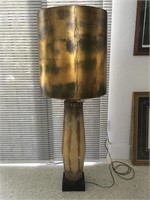 Monumental Mid-Century Table Lamp with Gold Shade