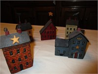 Wood Decor Little Houses 4 & 5" high