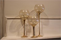 2 BUBBLE CANDLE HOLDERS-HAS OIL LAMP INSIDE