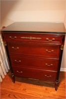 4 DRAWER CHEST BY RWAY-ANTIQUE INLAID WEOOD-BEAUTY