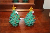 PAIR OF CHROMATIC CHRISTMAS TREES---7 INCHES