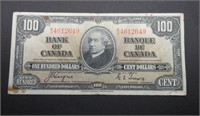 1937 $100 BANK OF CANADA  BANKNOTE