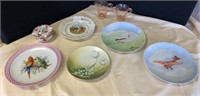 Assortment of hand painted plates and cream&sugar