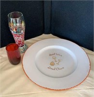 Wine and cheese platter, wine glasses