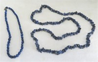 Necklaces-Natural Lapis - 2 strands L 34" & 15"