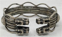 Chinese 4 dragon heads silver metal bracelet