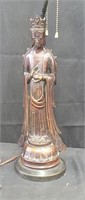 Vintage bronze Asian figurine lamp 26"×5"