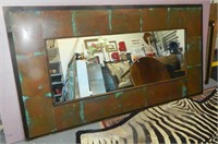 Large Copper and Wood Mirror