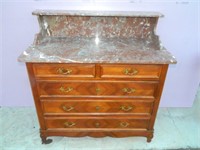 Walnut French Marble Top Chest