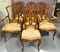 Set of Ten Walnut Ribbon Carved Chairs