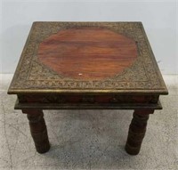 Vintage Spanish-style side table, brass accents