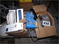 BOX OF TELEPHONES & RELATED ITEMS