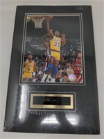Magic johnson signed picture with plaque approx