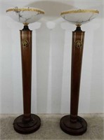 Pair of vintage wooden lion head floor lamps