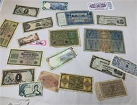 Collection of vintage and antique currency