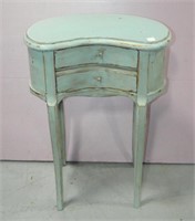 Painted Two Drawer Kidney Side Table