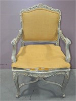 Painted French Carved Arm Chair