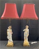 Pair French porcelain figural lamps
