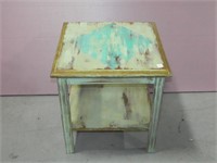 Blue Painted Square Side Table