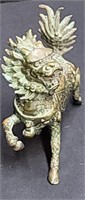 Antique Asian bronze foo dog sculpture 6"×6"
