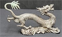 Antique Asian bronze dragon sculpture 10"×6"