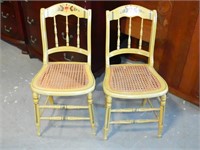 Pair of Cottage Pine Cane Seat Chairs
