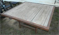 Large Heavy Square Iron and Wood Table