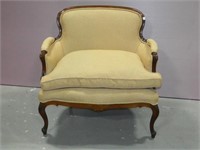 French Oversized Arm Chair with Burlap Fabric