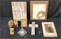 Religious items, antique oil painting etc BC
