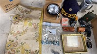 Box of vintage Polaroid accessories, military