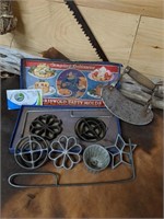 Two Vintage Rosette Irons and Chopper