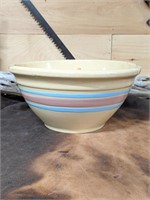Vintage Oven Ware USA Bowl with Pink & Blue Bands