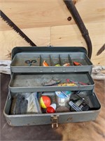 Vintage Metal Tackle Box With Contents