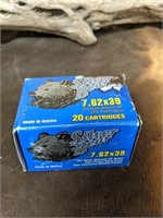 One Box Silver Bear 7.62 X 39 Ammo 20 Rnds