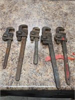 Lot of 5 Pipe Wrenches