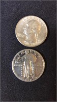 (2) Silver Quarters Barber & Washington