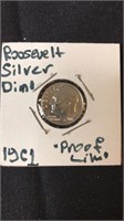 1961 Silver Roosevelt Dime’Proof like’