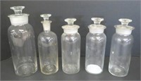 Apothecary jars- 5 items H 8-10"