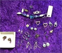 8 pr earrings, 5 pins, ring & more