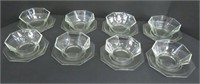 Glass-bowls & saucers-octagon shape-set of 8
