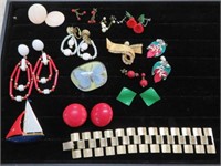 Jewelry costume -10 pr earings-3 pins-1 bracelet